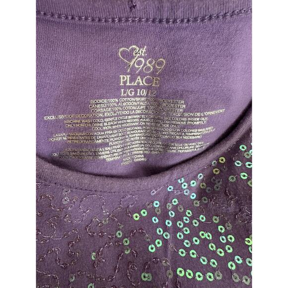 THE CHILDREN'S PLACE GIRLS 10-12 3D FLOWER TUTU DRESS PURPLE SEQUINS TULLE - Picture 3 of 5